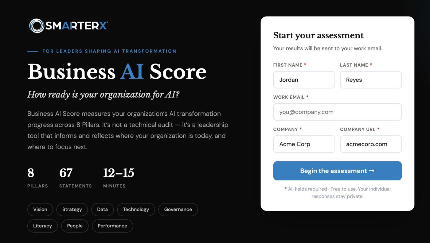 Business AI Score welcome screen
